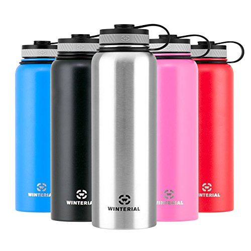 Winterial 40 oz Stainless Steel Insulated Double Walled Wide Mouth HOT & COLD Premium Water Bottle