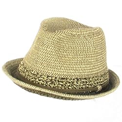 New Braid Crochet Fedora Trilby Packable Hat Brown Large - Extra Large
