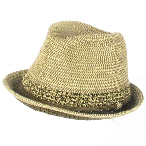 New Braid Crochet Fedora Trilby Packable Hat Brown Medium