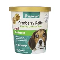 NaturVet Cranberry Relief Plus Echinacea for Dogs, 60 ct Soft Chews, Made in USA
