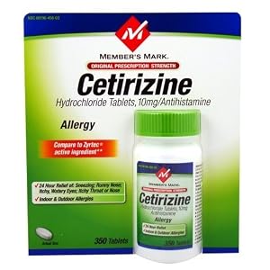 Members Mark Cetirizine Allergy, Tablets, 350-Count