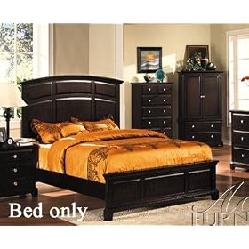 Eastern King Size Bed with Arc Headboard Chocolate Finish