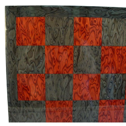 Worldwise Imports Grey and Red Briar Wood Glossy Chessboard with 1.75in Squares