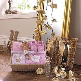Izziwotnot Occasion 5 Piece Luxury Baby Gift Basket, Rose, Newborn
