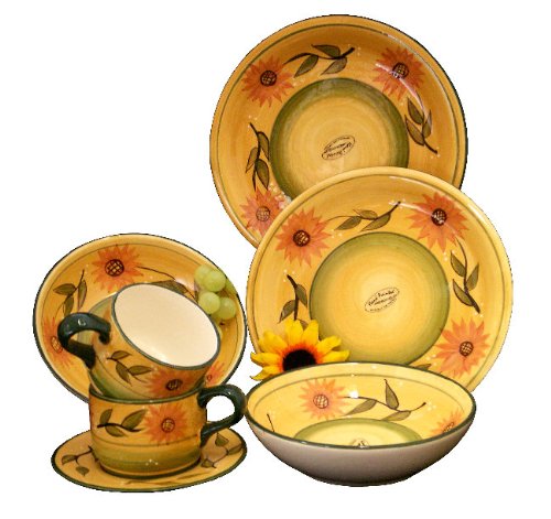 Dinnerware Set 16pc Dinner SUNFLOWER YELLOW