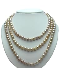 9-10mm Freshwater Pearl Natural Mauve Pink Color Endless Necklace 64" Length.