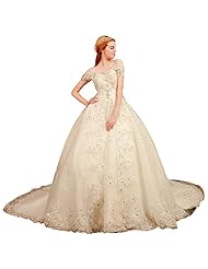 Off the Shoulder Lace-Up  Satin Natural   Waistline   Ball Gown  Dress With Rhinestones