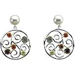 Sterling Silver and 14K Yellow Gold Freshwater Cultured Pearl and Multi-Color Gemstones Pendant