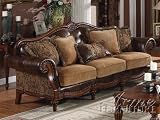 Traditional Chenille Bycast PU Leather Sofa by Acme Furniture