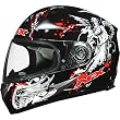AFX Dark Angel Adult FX-90 Street Motorcycle Helmet w/ Free B&F Heart Sticker Bundle - Black