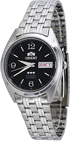 Orient #FAB0000EB Men's 3 Star Stainless Steel Black Dial Day Date Automatic Watch