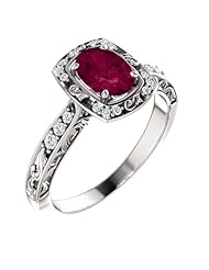 Platinum 7.00x5.00mm Oval Cut Rhodolite Garnet and Diamond Ring -- LIFETIME WARRANTY