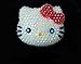 LOVEKITTY --- 1 pc Large Red Bow 100% Handcrafted AB Jelly Rhinestones Blinged out Kitty Face Resin Cabochon -- by lovekitty