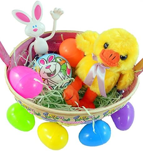 Easter Decorations Easter Basket with Hershey's Candy Filled Eggs, Grass and Toys