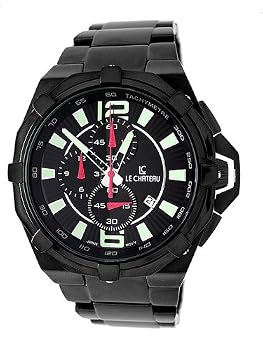 Le Chateau #5707 Men's Black IP Sports Dinamica Collection Chronograph Watch