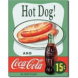 Hot Dog and Coca Cola Coke Combo 15 Cents Retro Vintage Tin Sign - 13x16 , 13x16