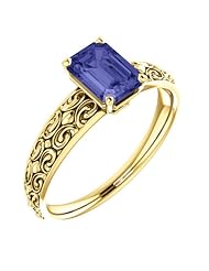 10K Yellow Gold 7.00x5.00mm Emerald Cut Tanzanite Ring -- LIFETIME WARRANTY
