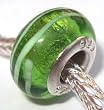Murano Style Glass Lampwork 925 Bead Fits Pandora Electric Lime Green with White Stripes, 14mm (1)