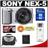 Sony Alpha NEX-5 Digital Camera Body & E 18-55mm OSS Compact Interchangeable Lens (Silver) with 8GB Card + Battery + Case + Accessory Kit