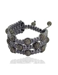925 Sterling Silver Diamond Pave Macrame Bracelet Handmade Jewelry