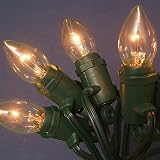 100 Clear Starlights on Green Cable