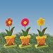 Daisys in Wood Flat Pot (4" X 9" ) SET of 3 9" Tall Felt Flower in Hand Painted Wood Flat Pot. Makes a Great Easter/ Spring Decoration! SET of 3