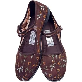 Brown Glitter Mesh Mary Jane Chinese Shoes
