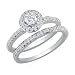 1/2ct Pave Diamond Bridal Engagement Ring Set in 14k White Gold ( GH I1 )
