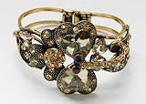 Vintage-like Gem Topaz Crystal Rhinestone Dragonfly Fashion Bracelet Bangle Cuff