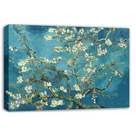 VAN GOGH BLOSSOMING ALMOND TREE FLORAL CANVAS ART MOUNTED READY TO HANG 30 X 20 INCH by CANVAS INTERIORS