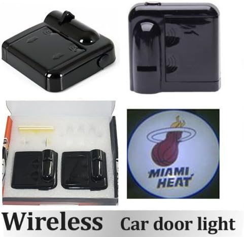 2PCS Car Door Lights No Drill Type Wireless Design Logo Badge Welcome Lights Cree Led Shadow Projector Lamp for Basketball Team "Heat"