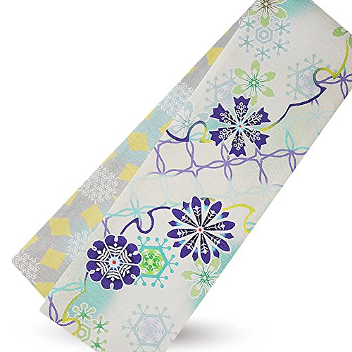 京 wa・kka ブランド 高級 シルク の リバーシブル 半巾帯 ハイクラス 浴衣 や 小紋 紬 着物 に最適です。 「花雪輪」