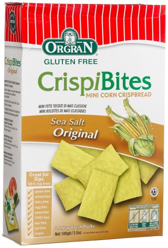 OrgraN CrispiBites Mini Corn Crispbread, Original Sea Salt, 3.5-Ounce Boxes (Pack of 8)