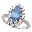 14K White Gold London Blue Topaz and Diamond Ring