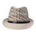 Elee Unisex Kids Straw Short Brim Trilby Fedora Cap Jazz Hat Sunhat with Leather Belt (Beige&Black)