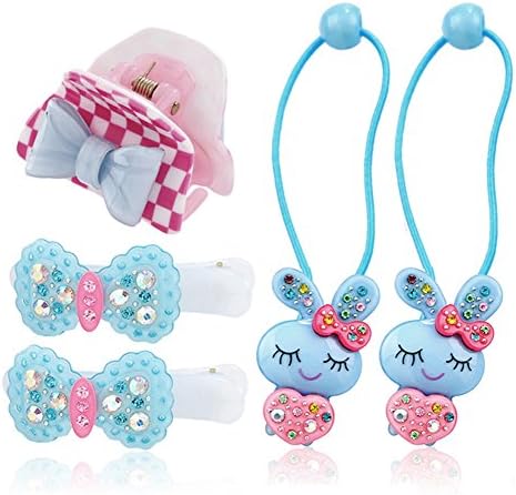 Vwhite Baby Girls Rabbit Bowknot Hair Claws Clips Tie Band Rope Accessories Red