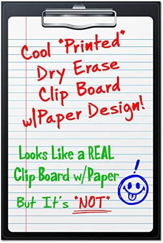 Bigtime Magnetic Dry Erase Whiteboard - Clip Board Loose Leaf Paper Memo Design for Fridge - 30 Mil Thick - 12" High (Clip Board - Lined Sheet Design)