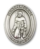 Antique Silver St. Peregrine Visor Clip Patron Saint of Cancer & Running Sores