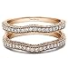 Sterling Silver Contour Ring Guard with Millgrained Edges and Filigree Cut Out Design with Cubic Zirconia (0.26 ct. tw.)