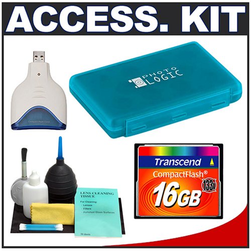 Childrens Toyshop  Electronics : Transcend 16GB 133x CompactFlash (CF) Memory Card with USB 2.0 Card Reader + Universal Memory Card Case + 6-Piece DSLR Cleaning Kit