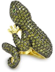 CZ by Kenneth Jay Lane "At The Zoo" Rhodium-Plated Gecko Ring
