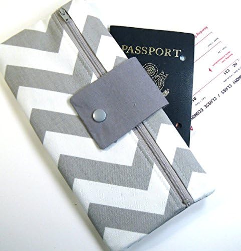 Best Gray Chevron Passport Wallet, Cover & Case for Women - Super Cute Holder Design with Zippered Pouch Included! Proudly Made-in-the-USA!