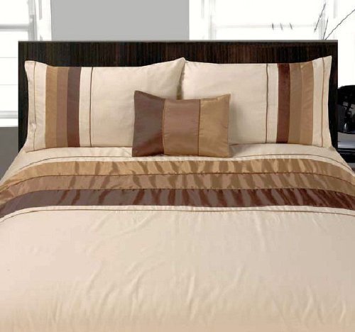 Colour Block Brown Double Duvet Quilt Cover Bedding Set
