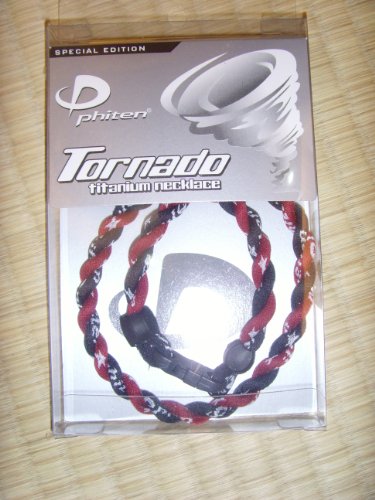  Phiten Tornado Titanium Necklace Red Black 22"