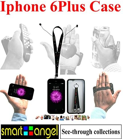 Iphone 6plus Case Made of Pu+pc Materials - With Neck Strap's Integrated Headphone + Hand Strap - Black