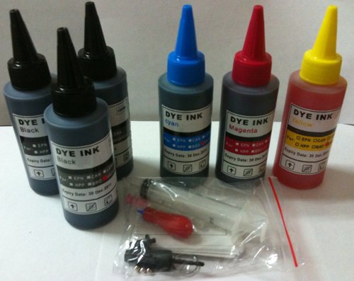20 oz (600 ml) lexmark printer ink cartridge refill kit color & black
