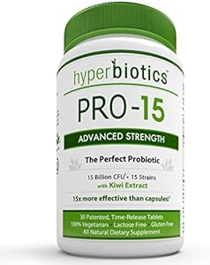 PRO-15 Advanced Strength Probiotics: 3x the CFU Count with Kiwi Extract - 15 Strains - 30 Once Daily Tablets - 15x More Effective than Capsules with Patented Delivery Technology
