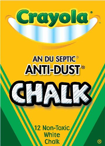 Crayola Nontoxic Anti-Dust Chalk, White, 12 Sticks/Box (50-1402)