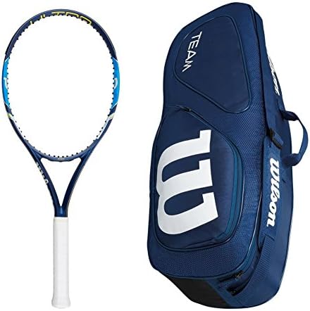 Wilson Ultra 103 S Racket with Team II Navy Triple Tennis Bag (4_1/4)