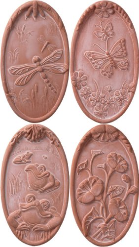 Best Cheap JBK Pottery Nature Wall Tiles In Terra Cotta, Set of 4